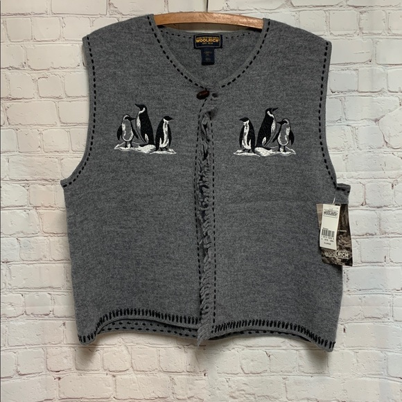 Woolrich Sweaters - NEW Vtg Woolrich Gray Penguin Knit Vest with Wooden Toggle Size XL